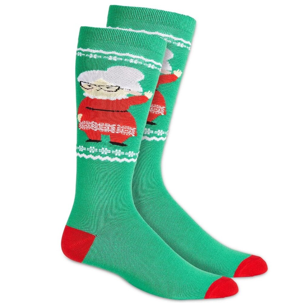 Charter Club Women's 1-Pair Christmas Mrs. Clause Knee-High Socks, Green, OS
